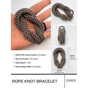 MSRP: $78 | ✨ Silver Tone Woven Rope Statement Bracelet ✨SAME/NEXT DAY SHIP